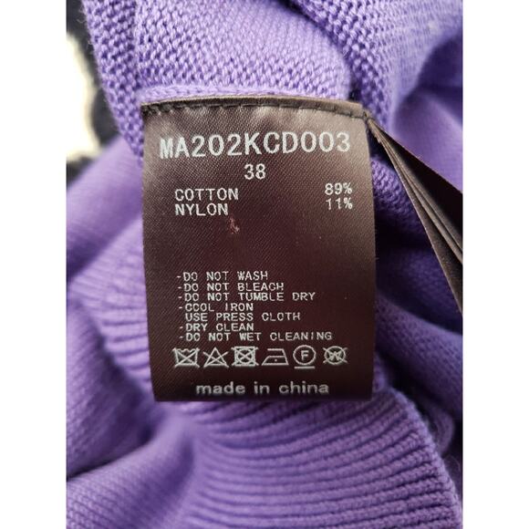 MUVEIL Penguin Knit Cardigan Purple Embellished Sz FR38 US M Made In Dreamland - - Picture 8 of 8